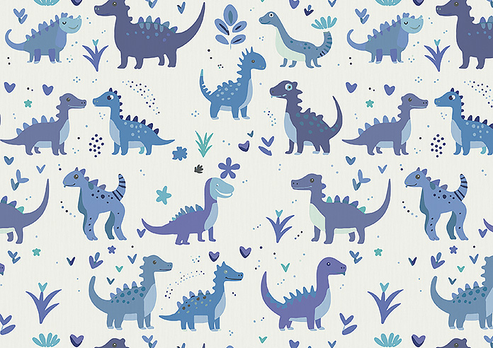 Dino Land, Blue Denim - Roman Blind - Image 7